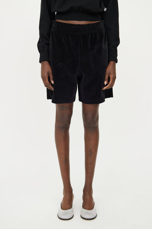 Alexander Wang Black Velvet Rhinestone Shorts