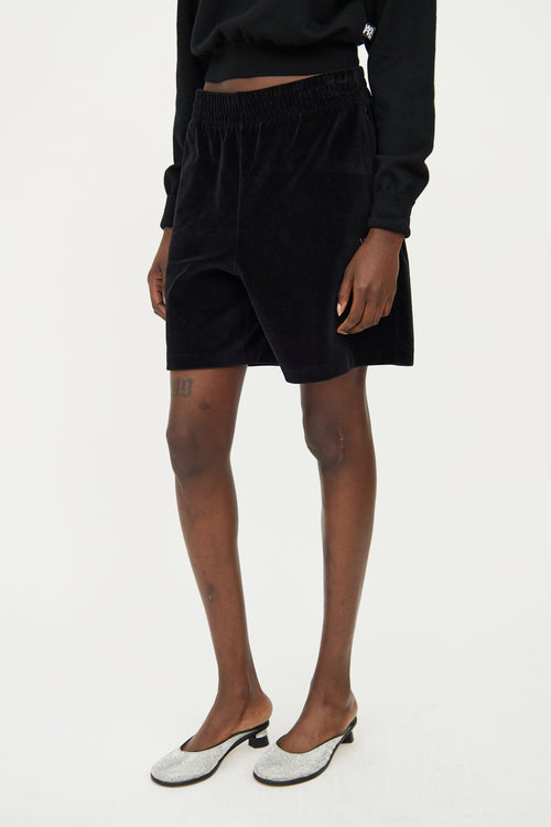 Alexander Wang Black Velvet Rhinestone Shorts