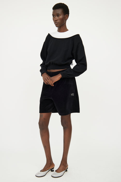 Alexander Wang Black Velvet Rhinestone Shorts