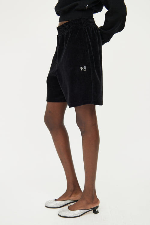 Alexander Wang Black Velvet Rhinestone Shorts