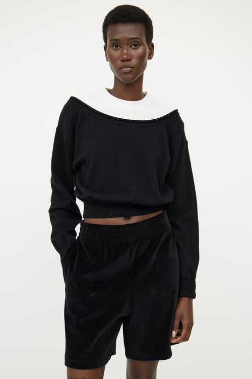 Alexander Wang Black 
White Layered Crop Top