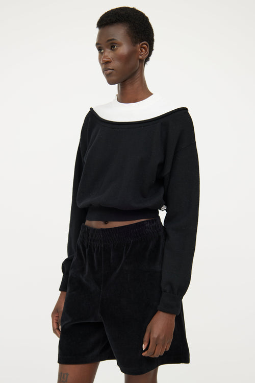 Alexander Wang Black 
White Layered Crop Top