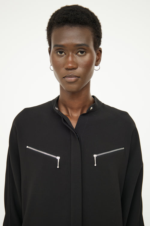 Alexander Wang Black Button Zip Top