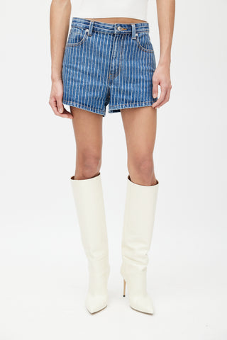 Alexander Wang Blue Crystal Denim Short