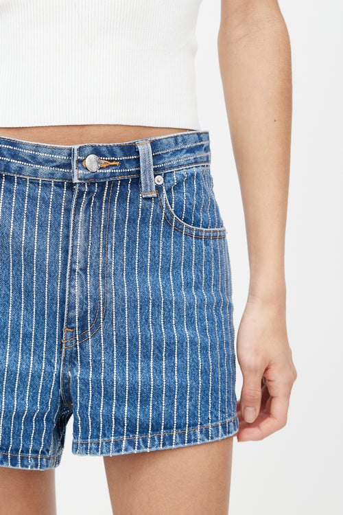 Alexander Wang Blue Crystal Denim Short