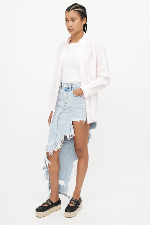 Alexander Wang Blue Denim Asymmetrical Distressed Skirt