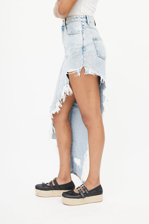 Alexander Wang Blue Denim Asymmetrical Distressed Skirt