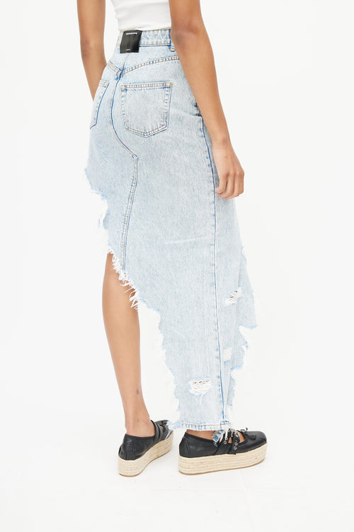 Alexander Wang Blue Denim Asymmetrical Distressed Skirt