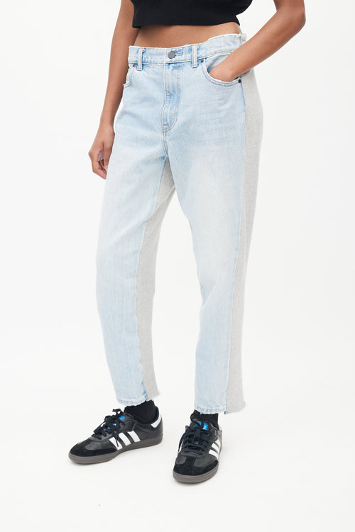 Alexander Wang Blue 
Grey Sweatpant Ride Clash Jeans