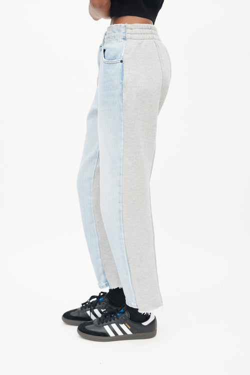 Alexander Wang Blue 
Grey Sweatpant Ride Clash Jeans