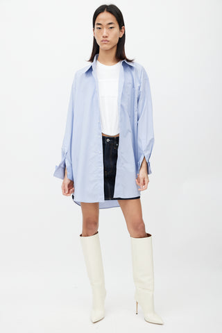 Alexander Wang Blue Oversized Logo Shirt