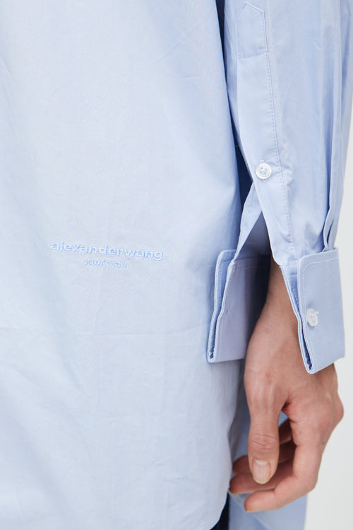 Alexander Wang Blue Oversized Logo Shirt