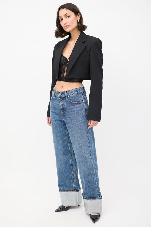 Alexander Wang Medium Wash Crystal Cuff Jeans