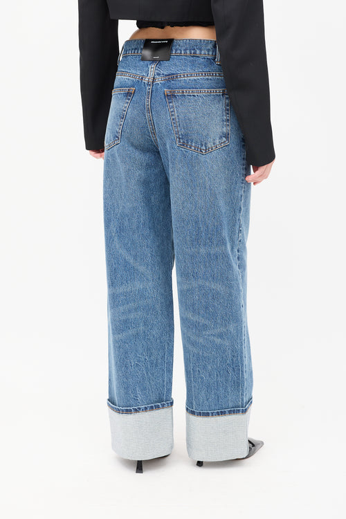 Alexander Wang Medium Wash Crystal Cuff Jeans