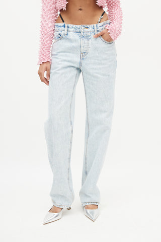 Alexander Wang Blue Straight Leg Logo Strap Jeans