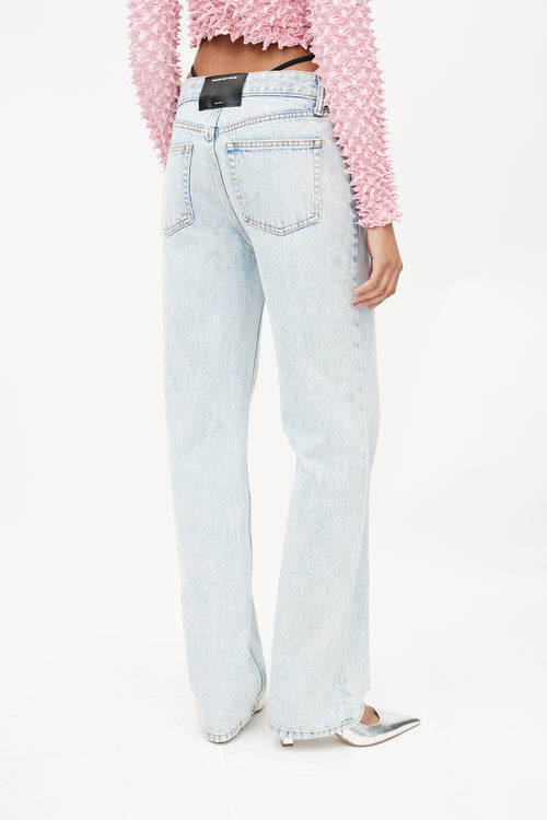 Alexander Wang Blue Straight Leg Logo Strap Jeans