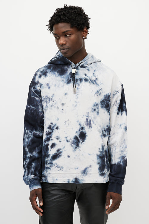 Alexander Wang Blue 
White Tie Dye Classic Black Hoodie