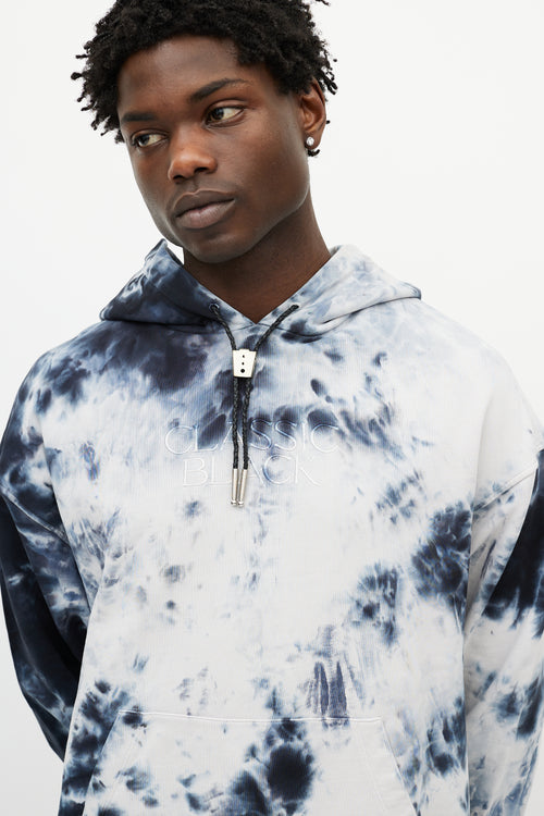 Alexander Wang Blue 
White Tie Dye Classic Black Hoodie