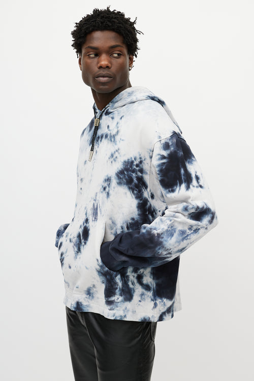 Alexander Wang Blue 
White Tie Dye Classic Black Hoodie