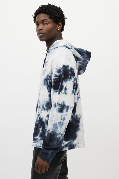 Alexander Wang Blue 
White Tie Dye Classic Black Hoodie