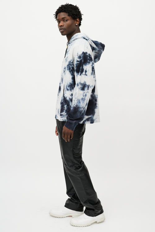 Alexander Wang Blue 
White Tie Dye Classic Black Hoodie