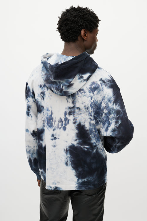 Alexander Wang Blue 
White Tie Dye Classic Black Hoodie