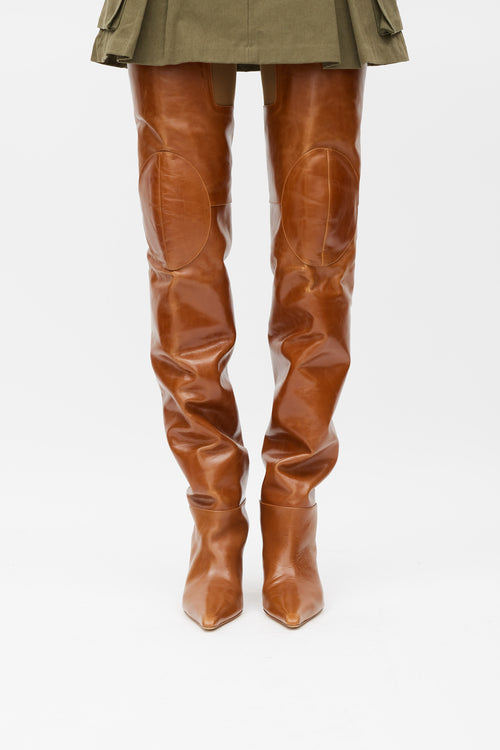 Alexander Wang Brown Leather Viola 65 High Hip Boot