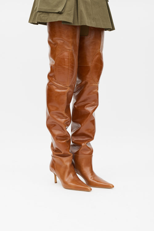 Alexander Wang Brown Leather Viola 65 High Hip Boot