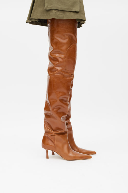 Alexander Wang Brown Leather Viola 65 High Hip Boot