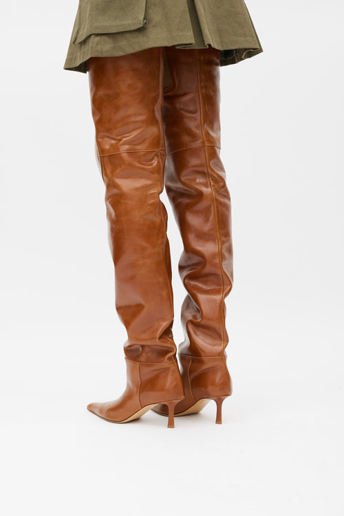 Alexander Wang Brown Leather Viola 65 High Hip Boot