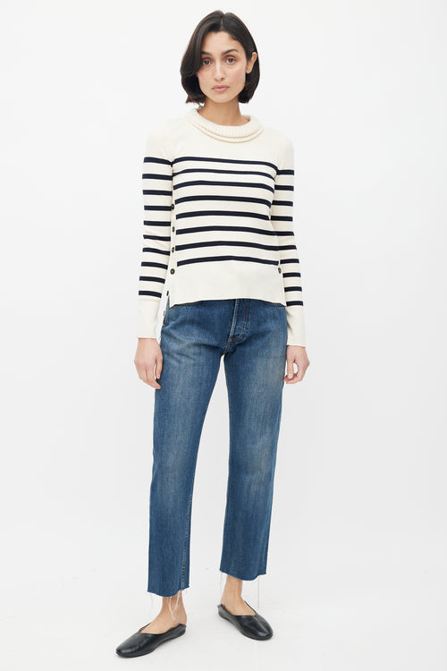 Alexander McQueen Cream 
Black Stripe Sweater