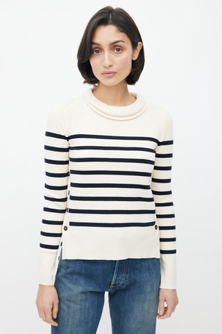 Alexander McQueen Cream 
Black Stripe Sweater