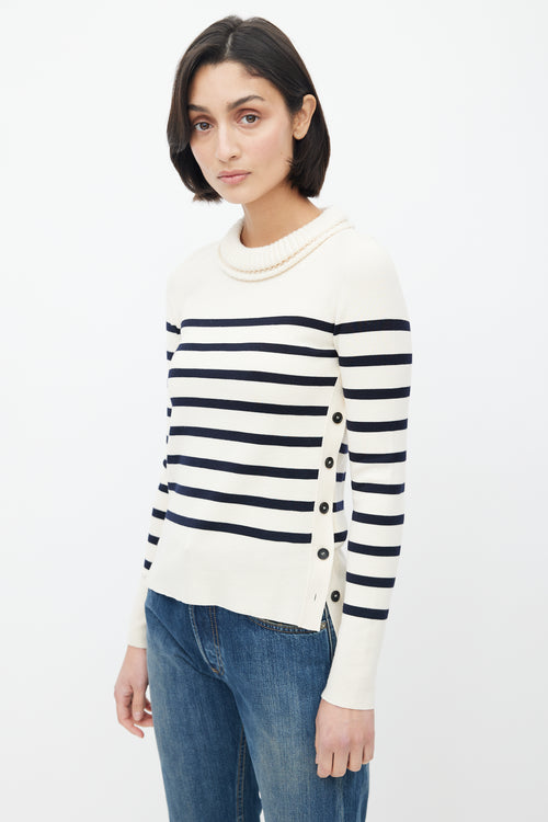 Alexander McQueen Cream 
Black Stripe Sweater