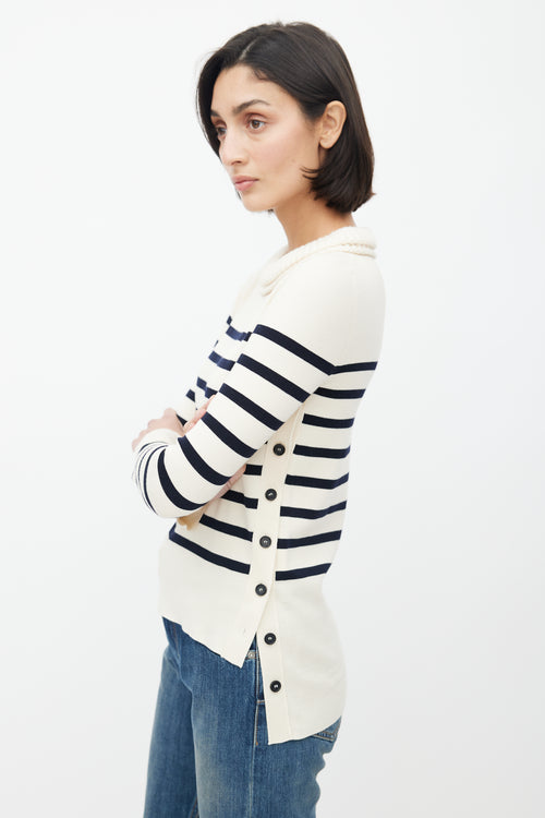 Alexander McQueen Cream 
Black Stripe Sweater