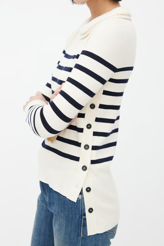 Alexander McQueen Cream 
Black Stripe Sweater