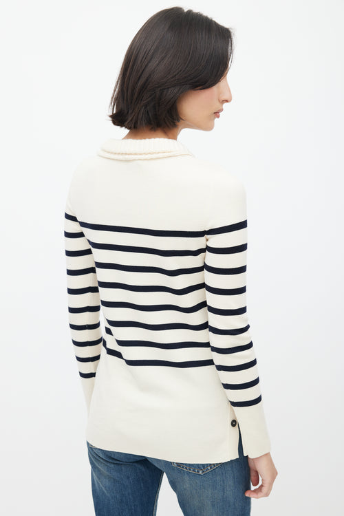 Alexander McQueen Cream 
Black Stripe Sweater