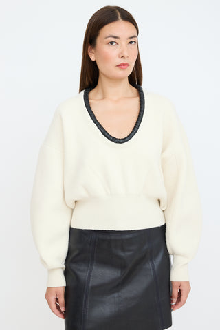 Alexander Wang Cream 
Black Wool Knit Sweater