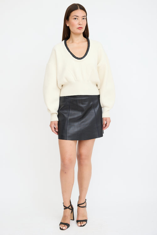 Alexander Wang Cream 
Black Wool Knit Sweater