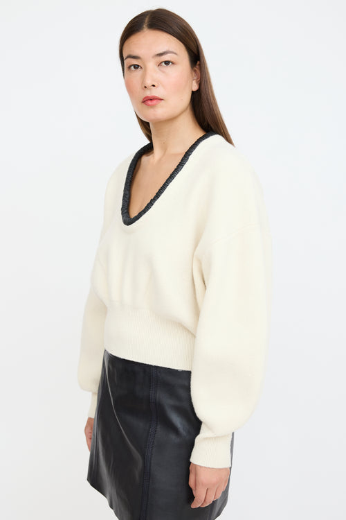 Alexander Wang Cream 
Black Wool Knit Sweater