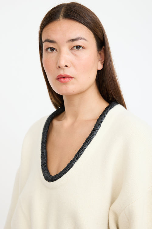 Alexander Wang Cream 
Black Wool Knit Sweater