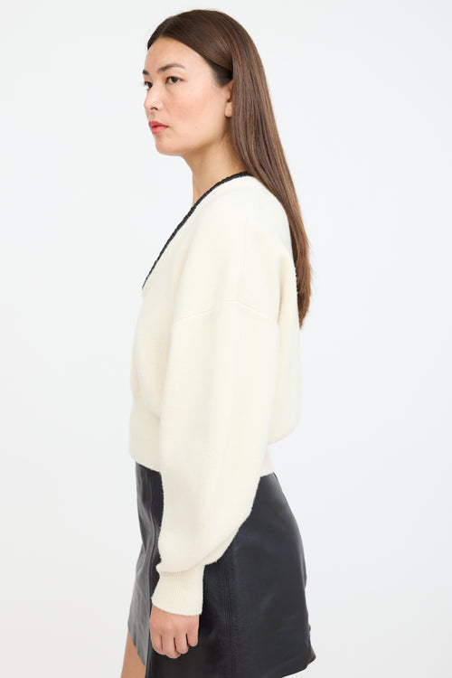 Alexander Wang Cream 
Black Wool Knit Sweater