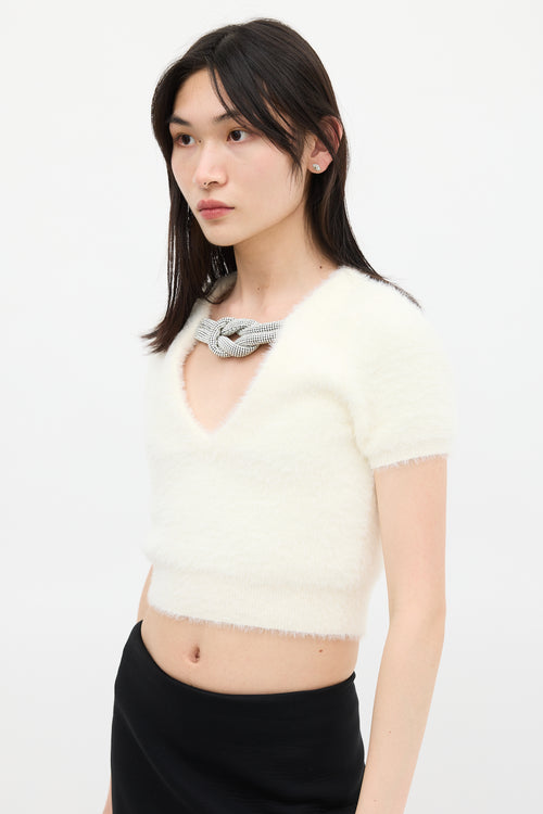 Alexander Wang Cream Knotted Jewel Sweater