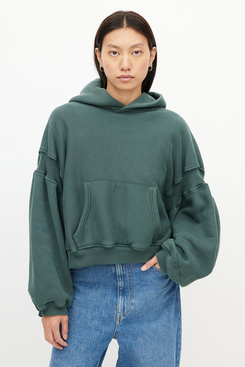 Alexander Wang Dark Green Oversized Cropped Hoodie