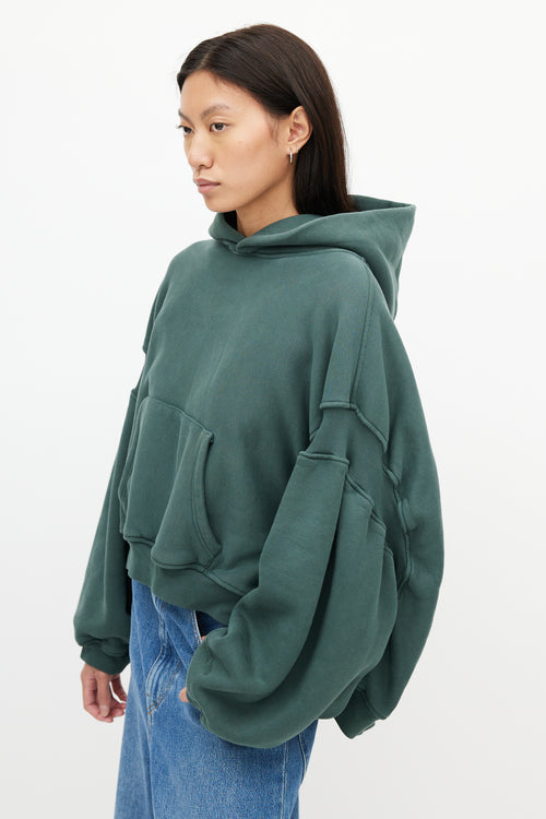 Alexander Wang Dark Green Oversized Cropped Hoodie