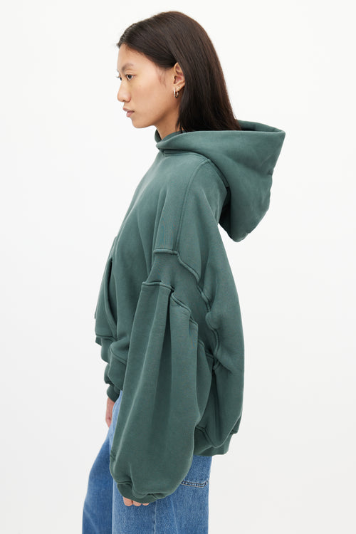 Alexander Wang Dark Green Oversized Cropped Hoodie