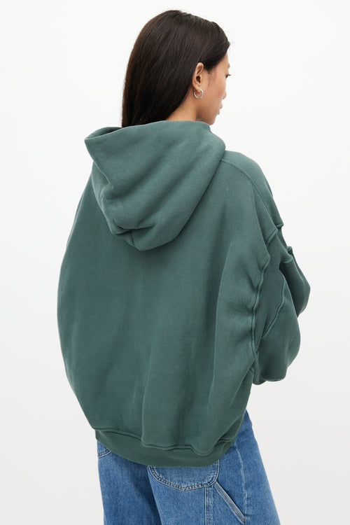 Alexander Wang Dark Green Oversized Cropped Hoodie