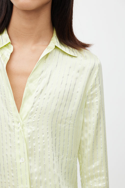 Alexander Wang Green Crystal Silk Shirt