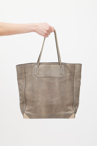 Alexander Wang Grey Embossed Patent Leather Prisma Tote Bag