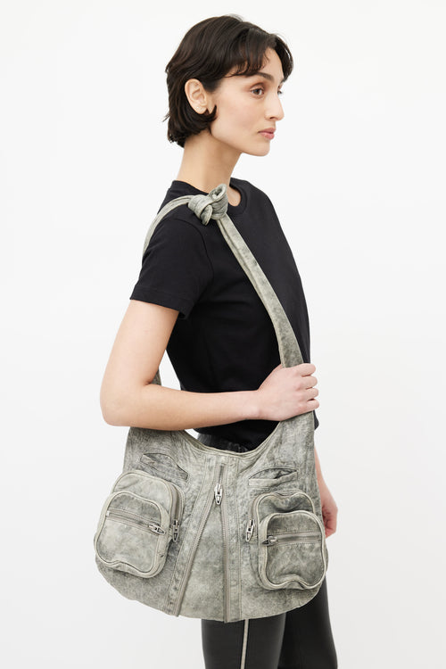 Alexander Wang Washed Grey Donna Knotted Shoulder Bag