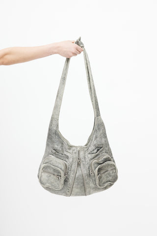 Alexander Wang Washed Grey Donna Knotted Shoulder Bag